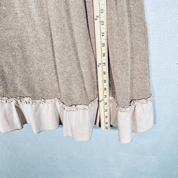 Forla Paris Midi Dress M Beige Cotton Blend Crinkle Pleat Fairycore - Picture 12 of 13